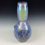 Handmade ceramic stoneware pottery centerpiece vase  - Purple bamboo hourglass shaped vase   -item 2670
