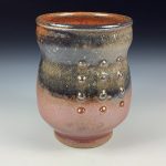 Artisan Ceramic Handmade Stoneware Pottery Tea Cup  - Orange Ash Slip Dotted - item 3379