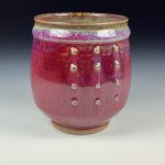 Artisan Ceramic Handmade Stoneware Pottery Tea Cup - Copper Red Slip Dotted - item 3384