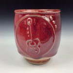 Artisan Ceramic Handmade Stoneware Pottery Tea Cup: Copper Red Guitar - item 2944