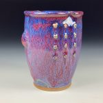Handmade Stoneware Small Pottery Cup - Purple Red Slip Dotted Bump - item 3355