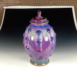 Handmade ceramic stoneware pottery jar decoration -Purple red bump large jar - item 1450