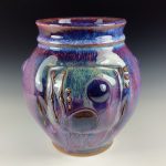 Decorative pottery vases utensil holder crock rustic clay vases artistic luxury handmade vases artistic centerpieces dinnerware stoneware- Purple bamboo bump - item 3129
