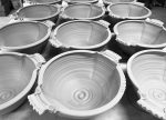 Handmade ceramic artisanal pottery bowls dinnerware stoneware serving bowls - Medium purple red twisted rim with handles - item 3267 - Image 2
