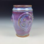 Handmade stoneware small pottery cup dinnerware  - purple red moon bump - item 3364