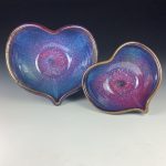Handmade  Ceramic Heart-Shaped Bowl: Purple Glaze, Set of Two, Nesting Love Dishes- item 2401