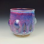 Artisan Ceramic Handmade Stoneware Pottery Tea Cup:- Purple Bump - item 2469
