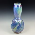Handmade ceramic stoneware pottery centerpiece vase - Purple hourglass shaped vase - item 2927