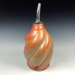 Handmade Ceramic Olive Oil Dispenser: Orange As Twisty Stoneware Cruet - item 2940