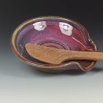 Handmade Ceramic Spoon Rest: Red Glaze, Spiral - item 3500 - Image 2