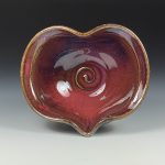 Handmade  Ceramic Heart-Shaped Bowl - Red Glaze - item 3513