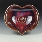 Handmade  Ceramic Heart-Shaped Bowl - Deep Red Glaze  - item 3523
