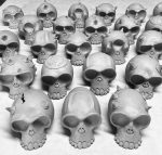Handmade Stoneware Wheel-Thrown Skull Sculpture: Orange Shino Art Pottery Decoration - item 2884 - Image 3