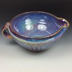 Handmade ceramic stoneware batter bowl - Purple blue slip-dotted - item 3547 - Image 3