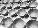 Handmade ceramic artisanal pottery bowls dinnerware stoneware serving bowls centerpiece - Medium green amber ash bump - item 1824 - Image 4