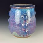 Decorative pottery vases utensil holder crock rustic clay vases artistic luxury handmade vases artistic centerpieces dinnerware stoneware- Purple bump  - item 2611