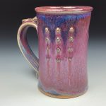 Handmade Red Purple Bump Stoneware Mug: Slip Dotted Ceramic Coffee Cup - item 3475