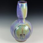 Handmade ceramic stoneware pottery centerpiece vase - Purple guitar hourglass shaped vase  (handmade ceramic stoneware pottery)- item 2682