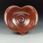 Handmade  Ceramic Heart-Shaped Bowl - Iron Red Glaze  - item 3522