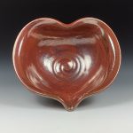 Handmade  Ceramic Heart-Shaped Bowl - Iron Red Glaze  - item 3536