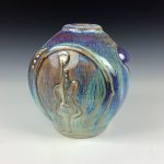 Handmade ceramic stoneware pottery centerpiece vase - Small purple guitar vase- item 2753