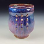 Artisan Ceramic Handmade Stoneware Pottery Tea Cup - Purple Slip Dotted - item 3408