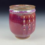 Artisan Ceramic Handmade Stoneware Pottery Tea Cup  - Copper Red Slip Dotted - item 3378