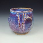 Artisan Ceramic Handmade Stoneware Pottery Tea Cup: Purple Bamboo - item 2466