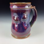 Handmade Stoneware Coffee Mug: Purple Red Glaze Bump Pottery Tea Mug - item 3256