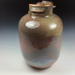 Handmade stoneware art abstract ceramic sculptures pottery decoration propane tank coin jar - Large orange shino- item 3579 - Image 5