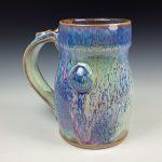 Handmade Stoneware Coffee Mug: Purple Blue Glaze, Bump - item 2872