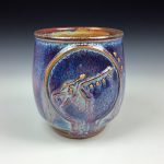 Artisan Ceramic Handmade Stoneware Pottery Tea Cup: Purple Gun - item 2941