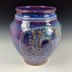 Decorative pottery vases utensil holder crock rustic clay vases artistic luxury handmade vases artistic centerpieces dinnerware stoneware - Purple bamboo bump - item 3096