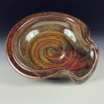 Handmade Ceramic Stoneware Spiral Spoon Rest - Tea Dust Yellow Black Glaze - item 3272