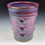 Handmade Stoneware Utensil Holder: IPurple Glaze Bump Pottery Vase - item 3570 - Image 2