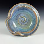 Handmade Ceramic Stoneware Spiral Spoon Rest - Light Blue White Glaze - item 3123