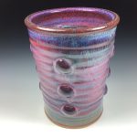 Handmade Stoneware Utensil Holder: IPurple Glaze Bump Pottery Vase - item 3570 - Image 3