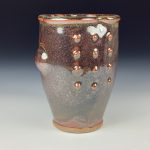 Handmade Stoneware Small Pottery Cup - Iron Red Slip Dotted Bump - item 3347