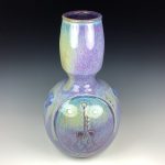 Handmade ceramic stoneware pottery centerpiece vase - Large purple hourglass shaped guitar vase  - item 2974