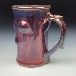 Handmade Stoneware Coffee Mug: Dark Red Purple Glaze, Slip-Dotted Bump - item 3496 - Image 3