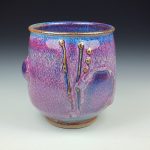 Artisan Ceramic Handmade Stoneware Pottery Tea Cup: Purple Bamboo - item 2462