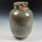 Handmade stoneware art abstract ceramic sculptures pottery decoration propane tank coin jar - Small orange shino - item 3574 - Image 2