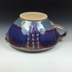 Handmade ceramic stoneware batter bowl -Purple blue red slip-dotted - item 3546 - Image 3