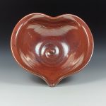 Handmade  Ceramic Heart-Shaped Bowl - Iron Red Glaze  - item 3535