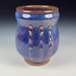 Artisan Ceramic Handmade Stoneware Pottery Tea Cup  - Purple Slip Dotted - item 3390