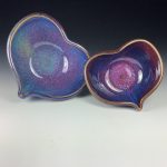 Handmade  Ceramic Heart-Shaped Bowl: Purple Glaze, Set of Two, Nesting Love Dishes - item 2392