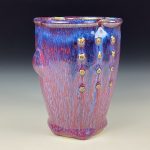 Handmade Stoneware Small Pottery Cup - Purple Red Slip Dotted Bump - item 3352