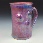 Handmade Red Purple Bump Stoneware Mug: Slip Dotted Ceramic Coffee Cup - item 3475 - Image 2