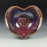 Handmade  Ceramic Heart-Shaped Bowl - Red Purple Glaze  - item 3510