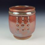 Artisan Ceramic Handmade Stoneware Pottery Tea Cup - Iron Red Slip Dotted - item 3406